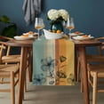 thumbnail image 2 of Floral Orange Table Runner - 90 Inch Long, Kitchen Dining Table Runner Dresser Scarves, Multicolor Striped Decadent Botanical Flower Farmhouse Decor for Coffee Tables Wedding Party Banquet, 2 of 8
