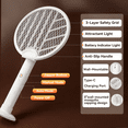 thumbnail image 6 of FIIOEOY Electric Fly Swatter Racket, 3 in 1 Mosquito Bug Zapper 3500V Handheld Mosquito Killer with 1600 mAh Rechargeable Battery, Purple Light and 3-Layer Safety Mesh for Indoor Outdoor, 6 of 8