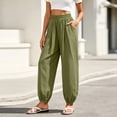thumbnail image 3 of Gytharion Cotton Linen Pants for Women Fashion Casual Solid Color Drawstring Elastic Waist Trousers Loose Fit Beach Pants, 3 of 7