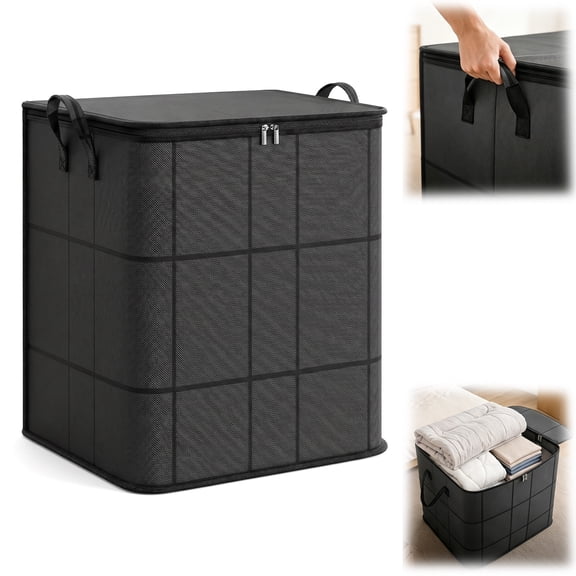 Foldable Comforter Storage Bags, Large-Capacity Bedding Storage Organizer with Handles & Zipper, Dust-Proof Storage Bags for Sheets, Blankets & Pillows 110L