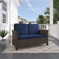 thumbnail image 2 of GAZEBETER Outdoor Loveseat Sofa,Patio Wicker Loveseat with Seat Cushions and Thicking Back,2 Seat Outdoor Couch for Porch Deck Backyard,Blue, 2 of 8
