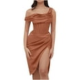 thumbnail image 2 of Gspmoly Robe d'Été, Mode d'Été pour Femmes Épaule Sans Manches à Empiècements Robe Irrégulière Robes de Soirée pour Femmes Offres Prime, 2 of 8