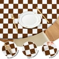 thumbnail image 4 of Brown and White Checkerboard Pattern Round Fitted Tablecloth with Elastic Edge,Dining Table Cover Waterproof,Outdoor Round Tablecloth for Camping,Dining,Indoor and Outdoor, 4 of 7