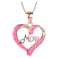 thumbnail image 2 of FENGGHAO Mothers Day Heart Pendant Necklace with Mom Letter Dainty Aluminum Alloy Jewelry Adjustable Chain Pink Tone Gift for Mom, 2 of 7