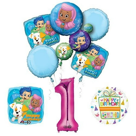 Bubble Guppies 1st Birthday Party Supplies and Balloon Bouquet Decorations