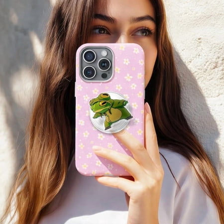Adventurer Frog MagSafe Phone Grip, Cute Backpack Green Frog Magnetic Phone Holder, Animal , Gift for Friends