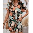 thumbnail image 5 of Youpwaven Women's 2-Piece Hawaii Vacation Set, Tropical Floral Print Short Sleeve Shirt and Shorts, Summer Beach Holiday Button Down Outfit, Casual Loose Fit Loungewear, 5 of 7