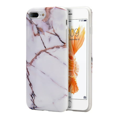Luxury Marble Design Pattern Soft TPU Phone Case Cover for Apple iPhone 8 Plus iPhone 7 Plus 5.5inch - WHITE /
