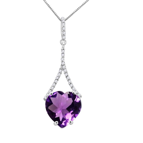 Mauli Jewels Engagement Necklace for Women 4.80 Carat Beautiful Diamond And Heart Shape Gemstone Pendant 4 prongs 10K White Gold With 18'' Chain|Silver Chain