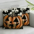 thumbnail image 3 of Heduofu Halloween Pillow Covers Set of 2 Fall Orange Pumpkin Bats Decor Throw Pillows Black White Stripes Autumn Indoor Outdoor Farmhouse Decorative Pillowcases for Couch Bed Sofa 22x22in, 3 of 7