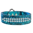 thumbnail image 3 of Two Row Clear Crystal Jeweled Dragon Skin Genuine Leather Dog Collar, 3 of 3