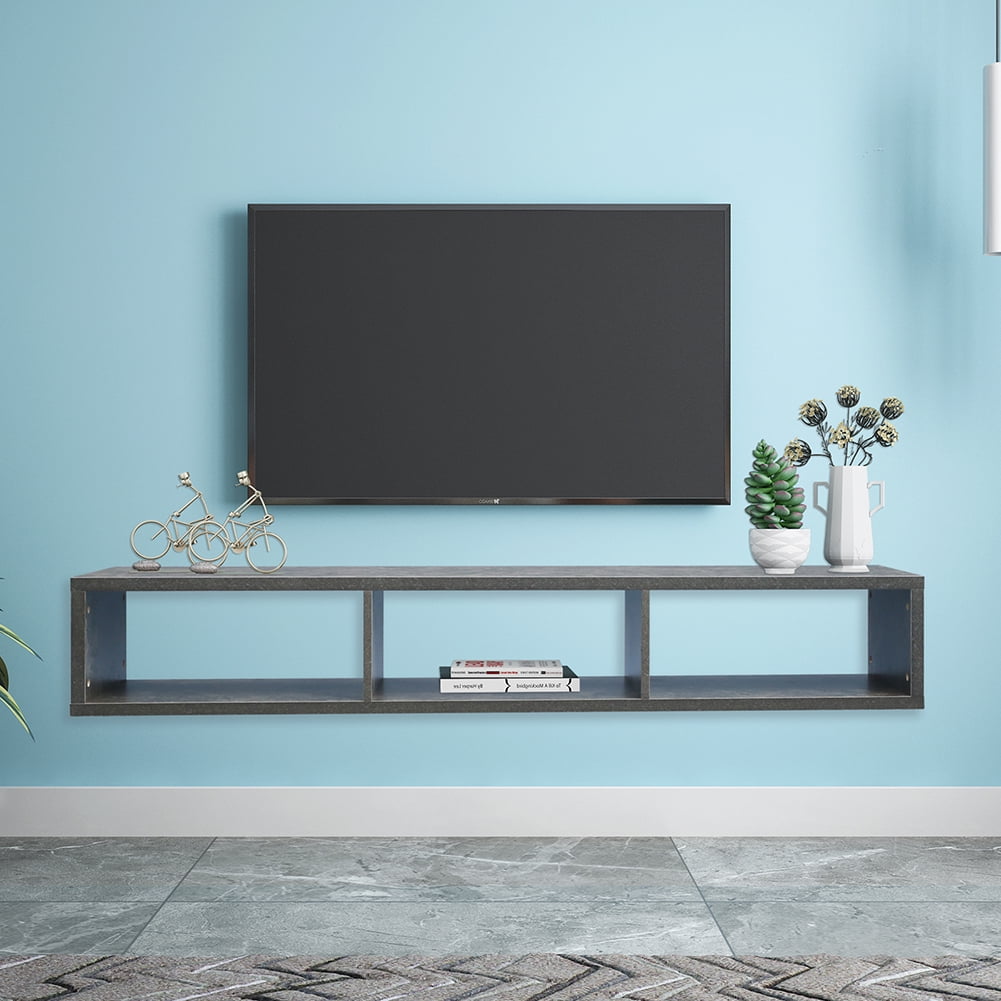 Private Jungle Wall-Mounted TV Bracket, Modern Storage Rack Floating TV Cabinet, Gray