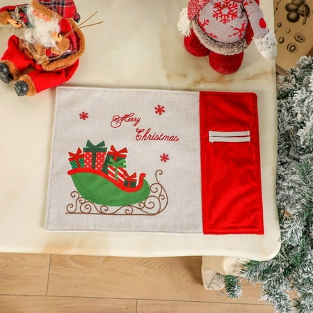 

hanxiulin christmas gift table mat hessian placemat washable non slip heat placemat suitable for party kitchen dining decoration