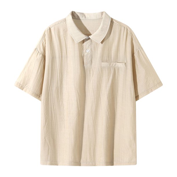pstuiky camisetas de hombre, Camiseta informal de verano para hombre, de color liso, de manga corta y solapa camisas casuales para hombre xl