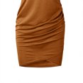 thumbnail image 6 of ZEHJUHAN Women's Solid Color Sleeveless Bodycon Dress - Round Neck Slim Fit Cross Hem Mini Dress for Summer Brown，M, 6 of 11