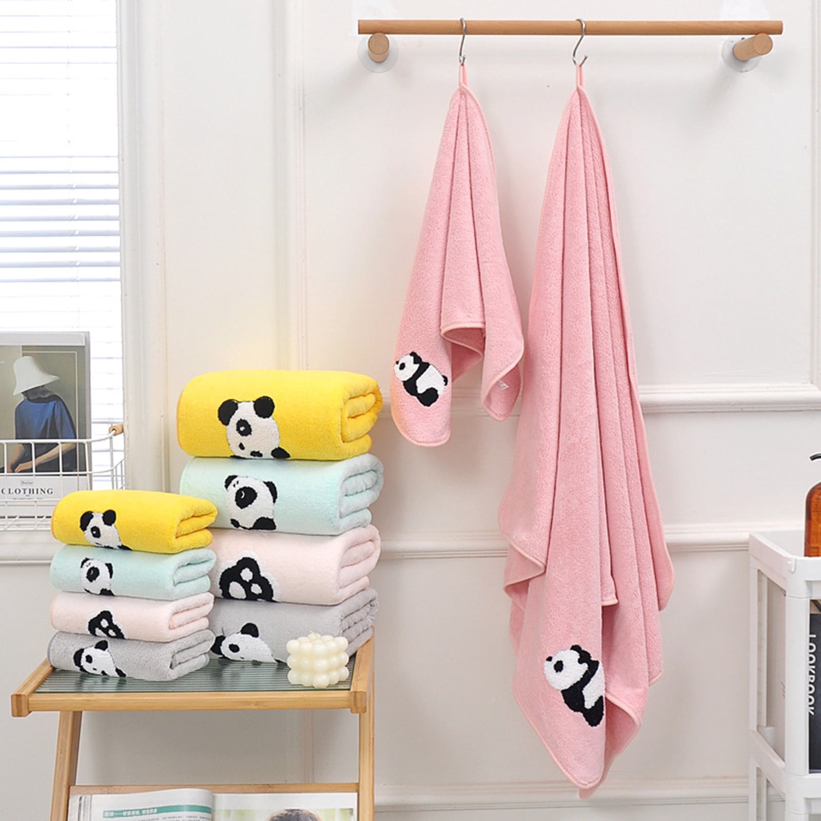 Bear Towel and Bath Towel Set, 2-Piece Gift Set with Dry Hair Cap, Super Soft Water Absorbent Bathroom Set for Spa, Gym and Home, AKLJWH