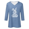 thumbnail image 4 of Easter Cute Womens Tops Print Collar 3/4 Sleeve Summer Clothes for Women,Navy,XL, 4 of 4