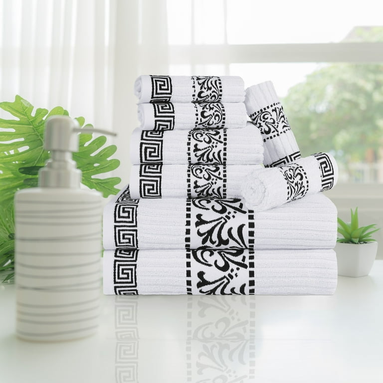 Tuli Black Trim White Bath Towels