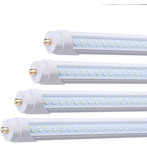 4 PCS, 8 Foot LED Bulbs, 100W 15000lm 6500K, Super Bright, T8 T10 T12 LED Tube Lights, FA8 Single Pin LED Lights, Clear Cover, 8 Foot LED Bulbs to Replace Fluorescent Light Bulbs