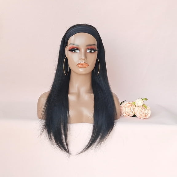 VIYA Straight Headband Wigs Human Hair for Black Women Brazilian Virgin Hair Natural Black 14 inch