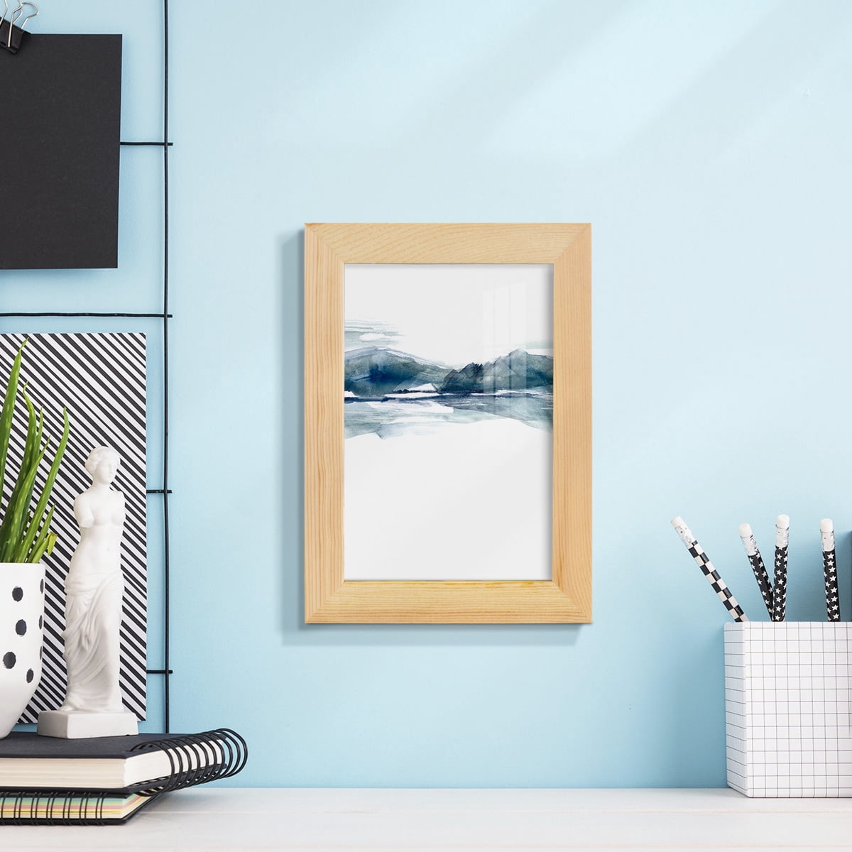 Stark Horizon II - Framed Print w/glass - Natural Wood