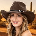 thumbnail image 2 of Felt Cattleman Cowboy Hat Wide Brim Shapeable Western Hat for Women Cowgirl Rodeo Party Halloween Country Festival, 2 of 5