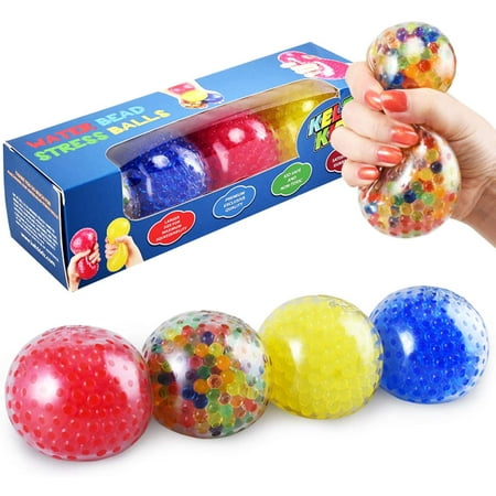 IGUOHAO Lot de 4 balles anti-stress en perles d'eau spongieuses durables –  Excellent IGUOHAO sensoriel