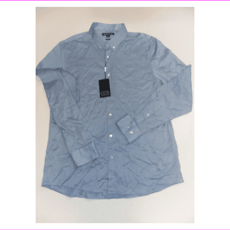 Micheal Kors Light Blue Houndstooth Long Sleeve Dress Shirt