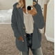 thumbnail image 1 of Chaqueta Wancir para mujer, de franela con forro de sherpa, abrigo cálido de gran tamaño con capucha y botones de polar, 1 of 6