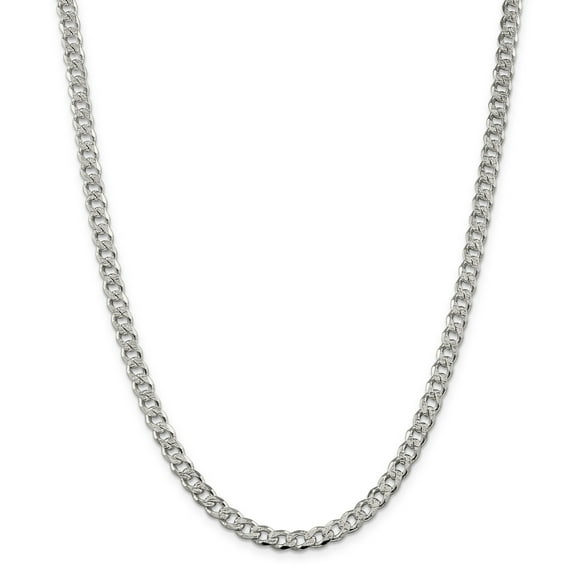 Sterling Silver 5.5mm Pavé Curb Chain Necklace Size 26