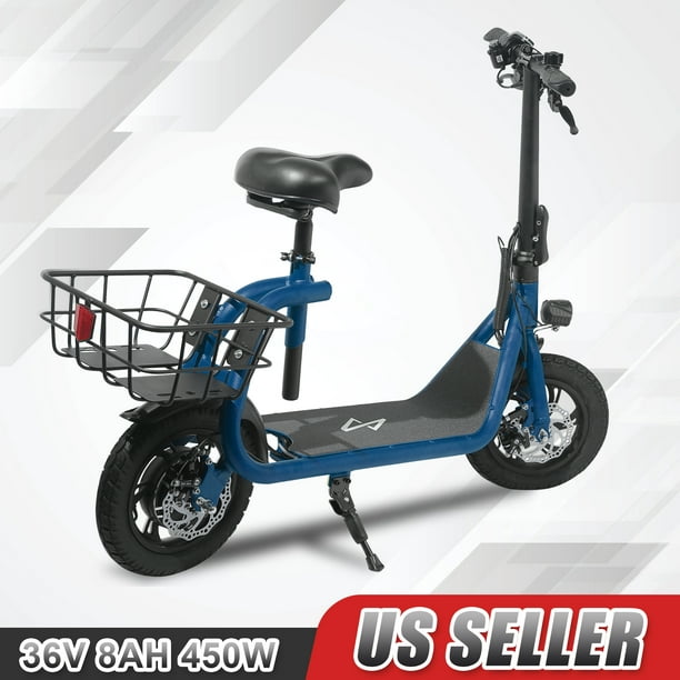 36V 450W Sports Electric Scooter 12" Tires Ebike Moped with Seat for
