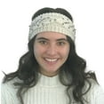thumbnail image 2 of Women's Headband Hand Knitted Hair Band Head Wrap Earmuff w Flowers, Crystals & Lace, 2 of 13