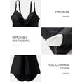 thumbnail image 3 of Trajes de baño tipo tankini halter SUUKSESS para mujer, con control de barriga, pliegue y nudo fluido en la parte delantera, traje de baño modesto de 2 piezas (negro, M), 3 of 6