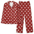 thumbnail image 5 of BLTIBY Women Valentine's Day Pajamas Set Button Down Sleepwear Printed Long Sleeve Nightwear with Long Pants Soft Pjs Set Fashion Comfortable Homewear with Pockets Red 2 XXL, 5 of 6