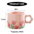 thumbnail image 2 of Taza de agua de cerámica con bonita flor de 270ml, taza creativa para pareja, taza de café, taza de desayuno para oficina, 2 of 5