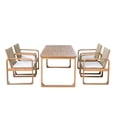 thumbnail image 3 of Christopher Knight Home 5-Piece Outdoor Curved Leg Dining Set, Rope Back Chairs with Cushions, Light Teak, 3 of 16