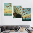thumbnail image 4 of Nawypu Salvador Dali Ship With Butterfly Insect Canvas Painting Abstract Framed Prints Wall Art Picture For Living Room Decor 12''x16''X3 Panels, 4 of 4