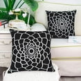 thumbnail image 4 of Pack of 2 Soft Canvas Throw Pillow Covers Cases for Couch Sofa Home Decor Dahlia Floral Outline Both Sides Print 16 X 16 Inches Black, 4 of 7