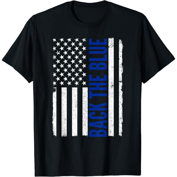 Back the Blue - Thin Blue Line Flag - Pro Police Support T-Shirt