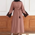 thumbnail image 5 of Women's Loose Ethnic Style Muslim Dress Pullover Long Sleeve Round Neck Swing Dresses Blue,XL, 5 of 6