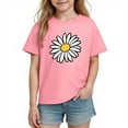thumbnail image 2 of Girls Floral Daisy T-Shirt | Pink Kids' Short Sleeve Top 100% Cotton | Soft Graphic Tee for Kids & Girls Age 4-12 | Casual Crewneck Shirt,Size 4 T, 2 of 9