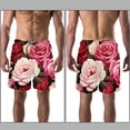 thumbnail image 3 of luoweisi Men's Beach Shorts Quick Dry Swim Trunks with Mesh Lining Roses 2XL, 3 of 5