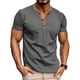 thumbnail image 1 of Camisa Henley Gleam Ledra para hombre, manga corta, algodón, gris oscuro, 1 of 2