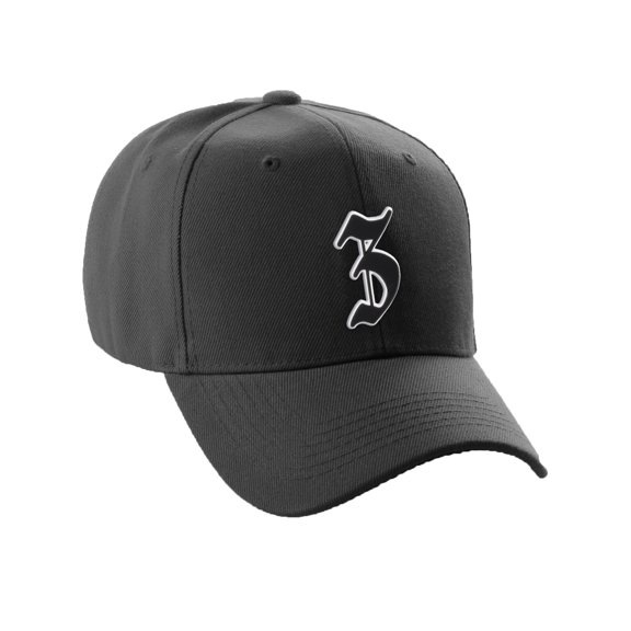 Daxton Structured Baseball Hat Cap Old English A to Z Letter Number Initial-Black, Letter Z