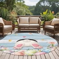 thumbnail image 4 of Easter Round Area Rug 7Ft Washable Circle Rugs for Dorm Laundry Room, Spring Bunny Feet Flowers Eggs Blue Wooden Grain Non-Slip Carpet Floor Mats Indoor Outdoor Carpet Runner Aesthetic Home Decor, 4 of 8