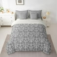 thumbnail image 2 of Manfei Ancient Damask Jacquard 7-Piece Bedding Comforter Set,Rustic Victorian Flower King Bedding Sets,Gray Baroque Floral Bed Sheets For Adults,Super Cozy Room Decor Reversible, 2 of 8