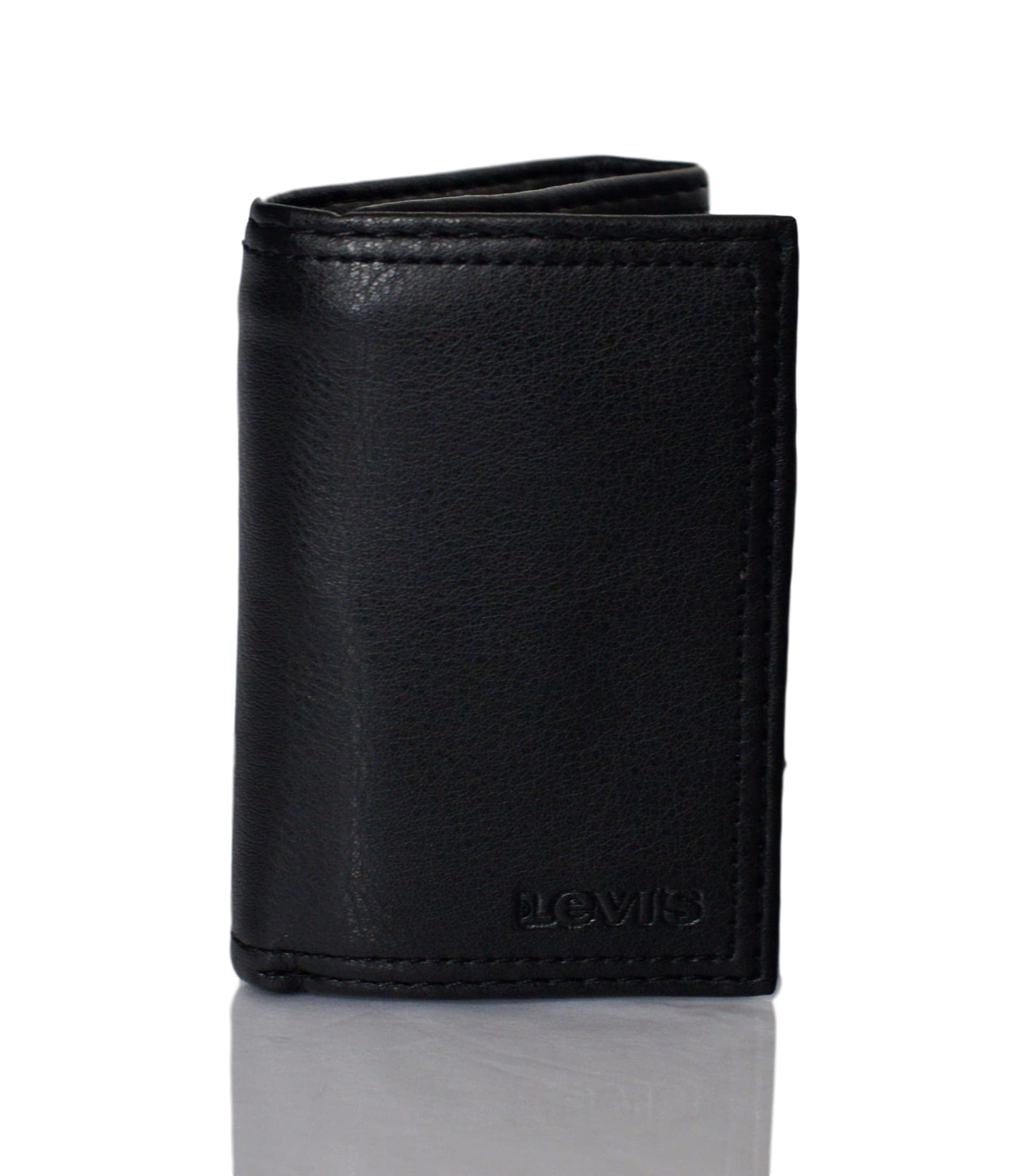 levi's men's trifold wallet with interior zipper
