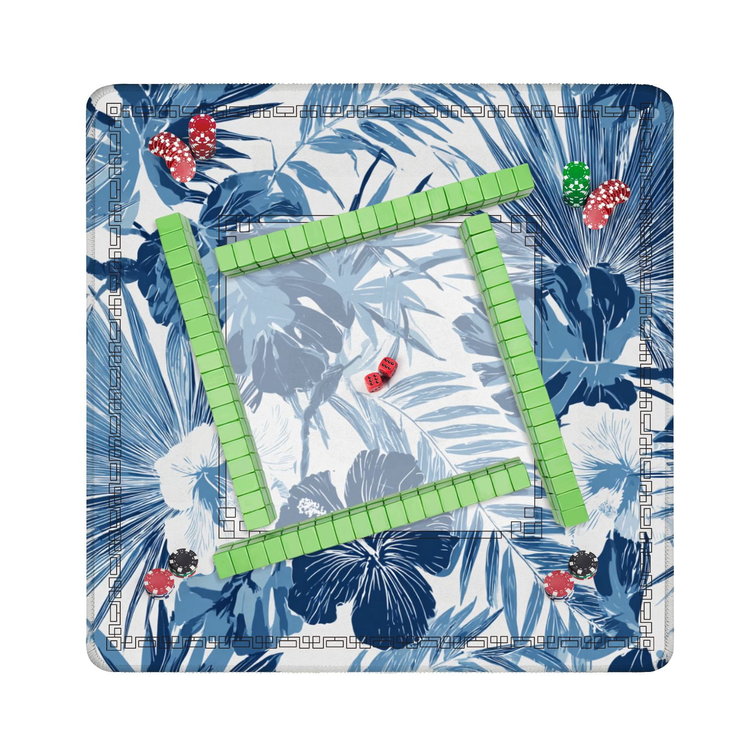 Mahjong Mat 31.5" x 31.5" Summer camouflage hawaiian seamless tropical plants Non-Slip Noise Reduction American Mahjong Tiles Table Cover for Dominoes Poker Card Board Games Gift