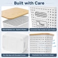 thumbnail image 5 of OVINESY 6 Pcs Plastic Storage Baskets with Lids, Stackable Organizer Bins for Shelves, Closet, Books & Toys, Space-Saving Baskets for Organizing, Bamboo Lid Storage Bins for Office, Playroom, White, 5 of 8
