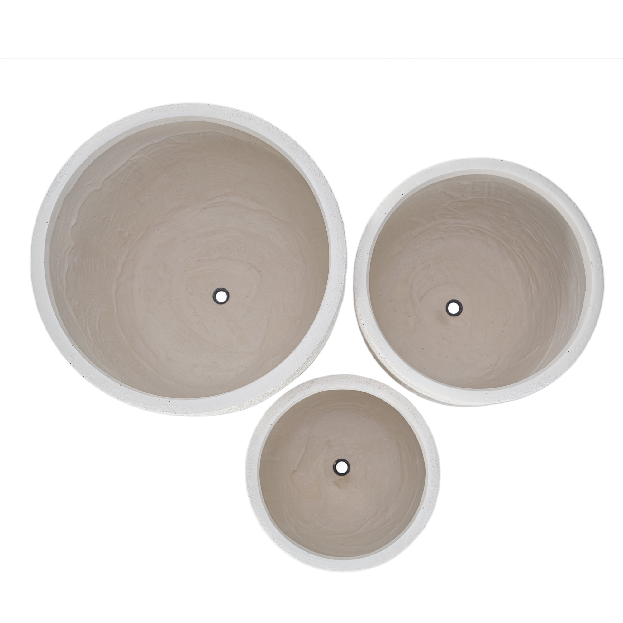 Harper & Bright Designs Outdoor Concrete Planter Set of 3, Patio Flower Pots Stone-Look Textured with Drainage Holes and Rubber Plug for Garden Poolside, White